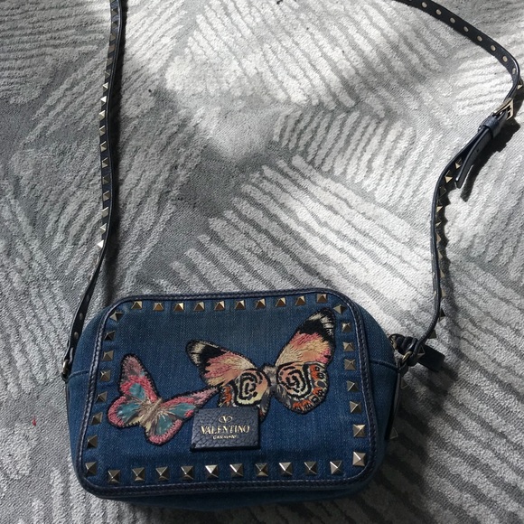 valentino denim butterfly bag